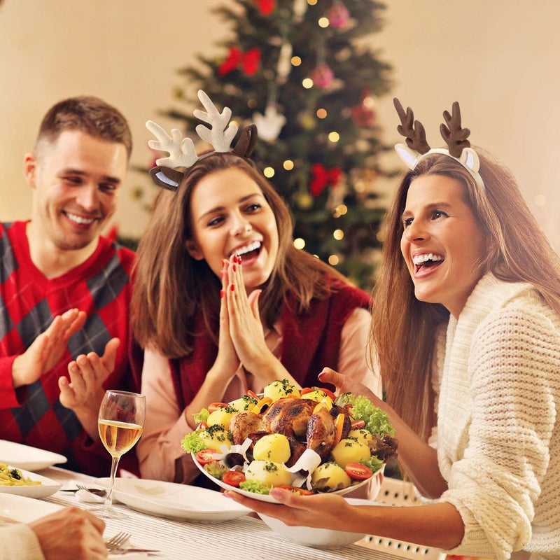 Bememo 2 Pieces Christmas Reindeer Antlers Headband Deer Antlers Headband for Women Halloween Cosplay Party - Image 4